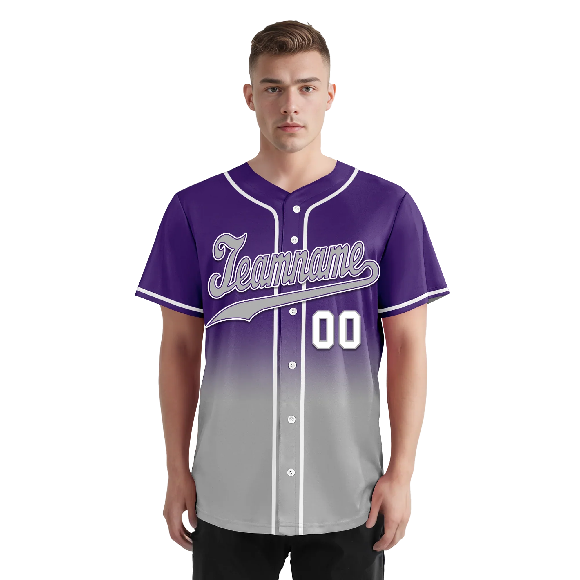 Custom Purple Grey Fade Fashion Personalized Authentic Baseball Jersey BSBJ01-D0a70cd - Coolcustomize