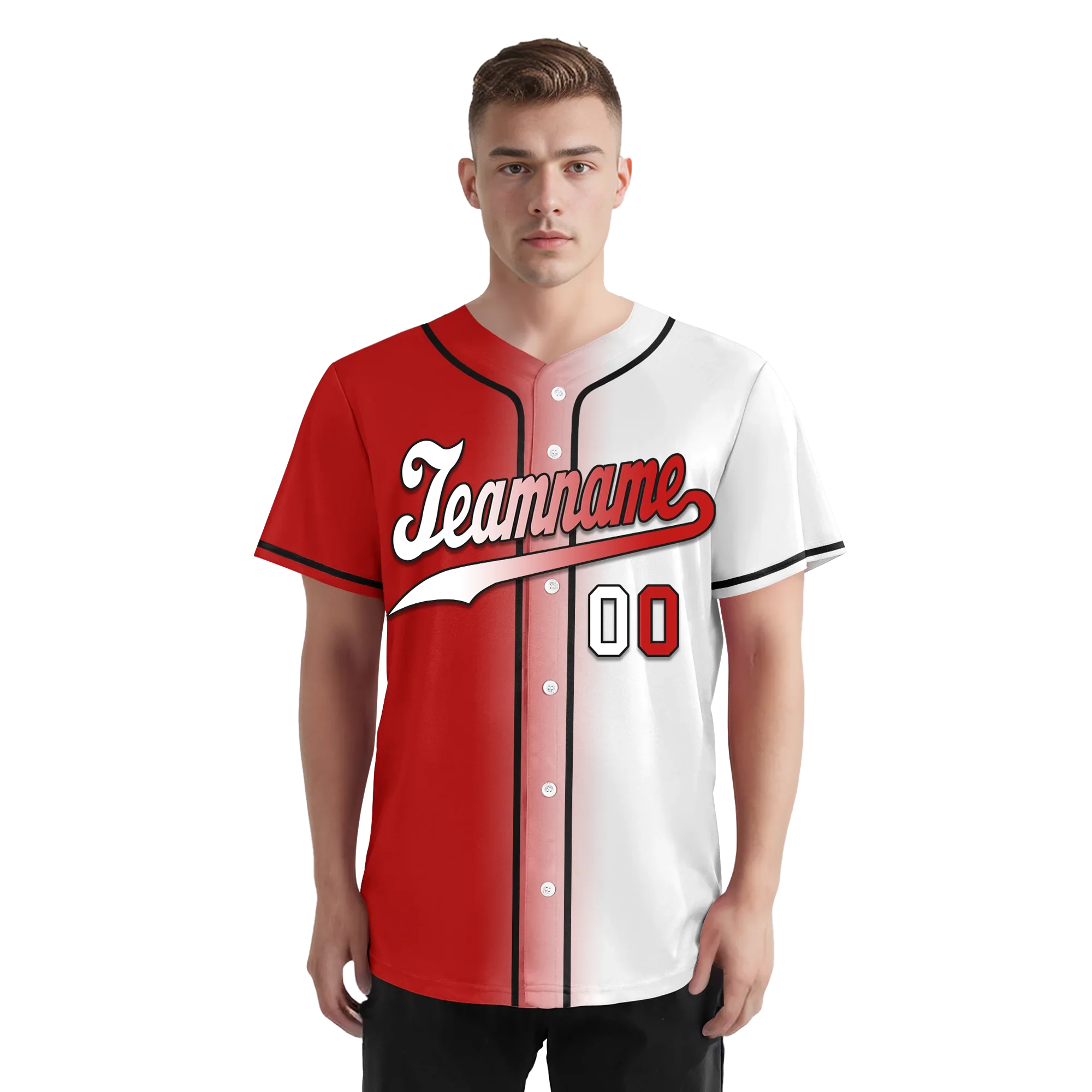 Custom Red White Gradient Fashion Personalized Authentic Baseball Jersey BSBJ01-D0a7aa9 - Coolcustomize