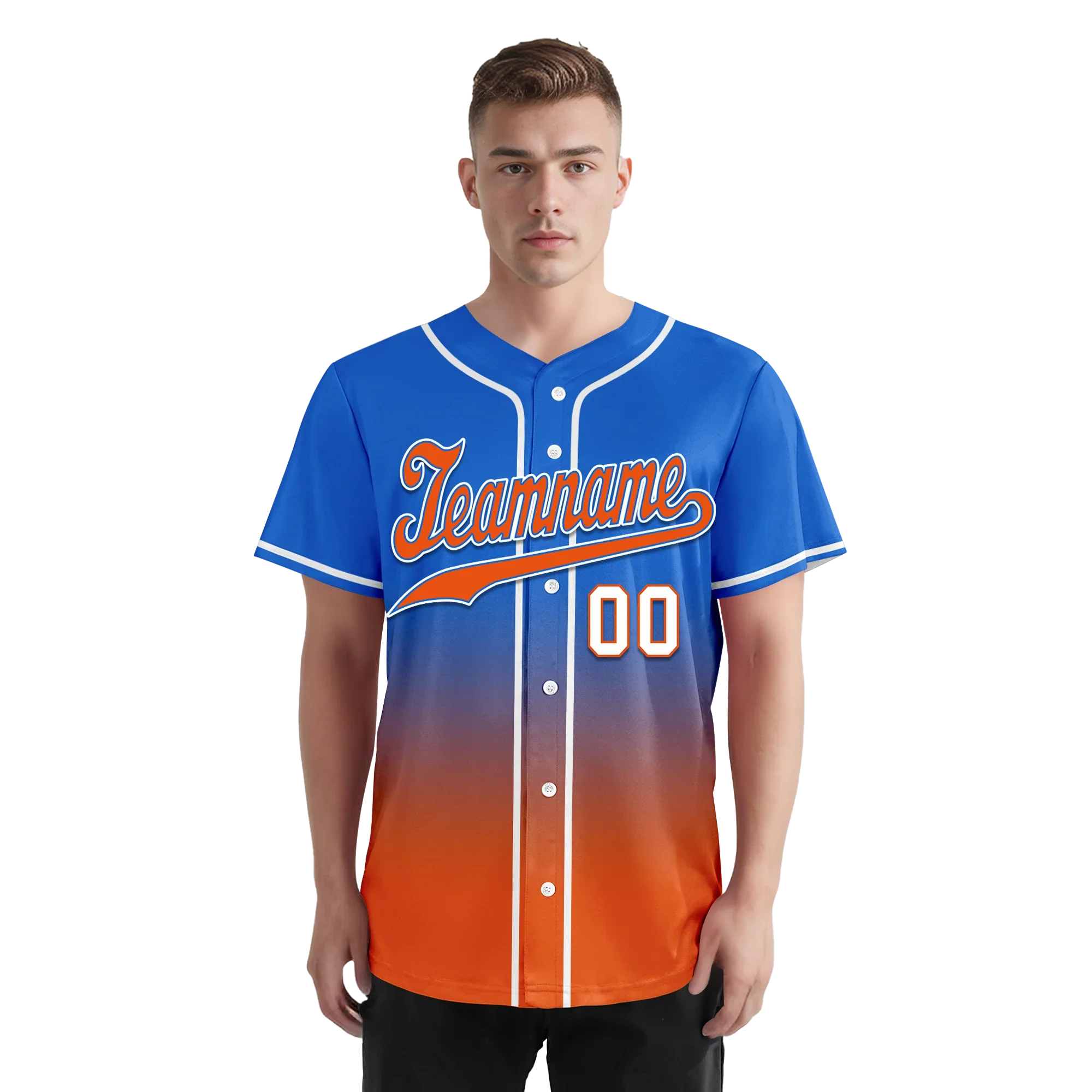 Custom Blue Orange Fade Fashion Personalized Authentic Baseball Jersey BSBJ01-D0a70b7 - Coolcustomize