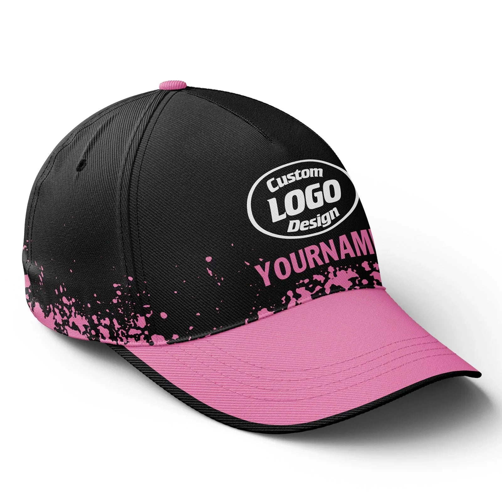 Custom Black Pink Hat Sport Design Cap Stitched Adjustable Personalized YW061-D020231-5 - Coolcustomize