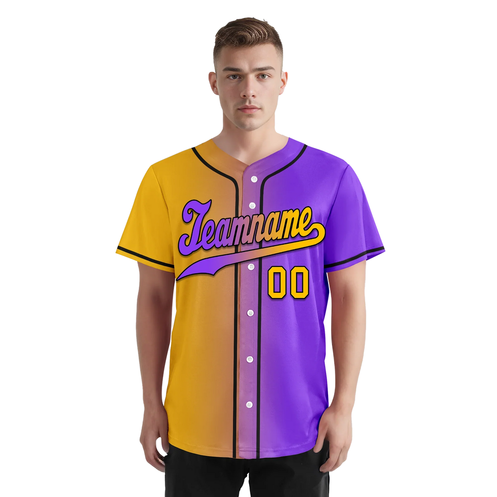Custom Yellow Pink Gradient Fashion Personalized Authentic Baseball Jersey BSBJ01-D0a7a0a - Coolcustomize