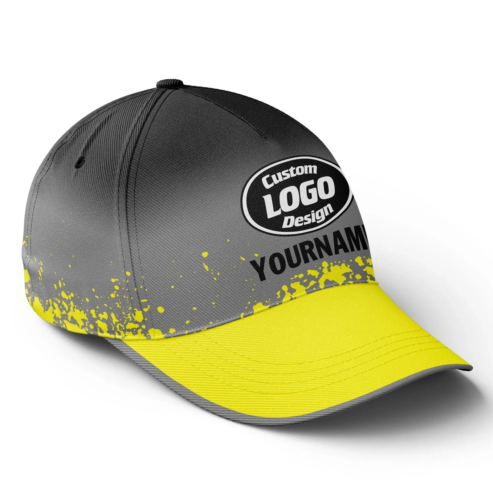 Custom Gray Yellow Hat Sport Design Cap Stitched Adjustable Personalized YW061-D020231-9 - Coolcustomize