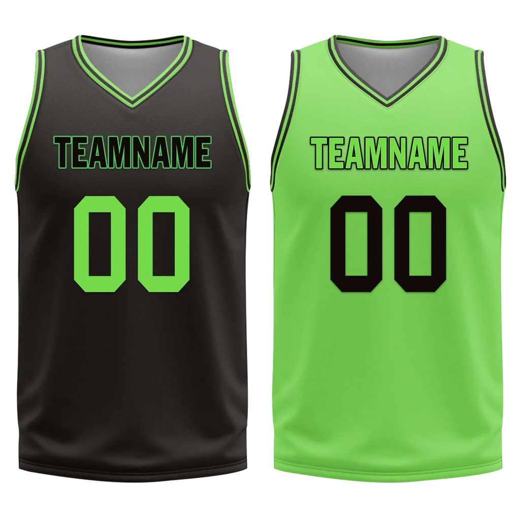 Custom Black Green Classic Style Reversible Basketball Uniform Personalized COOLMAX BBJR-D017049 - Coolcustomize
