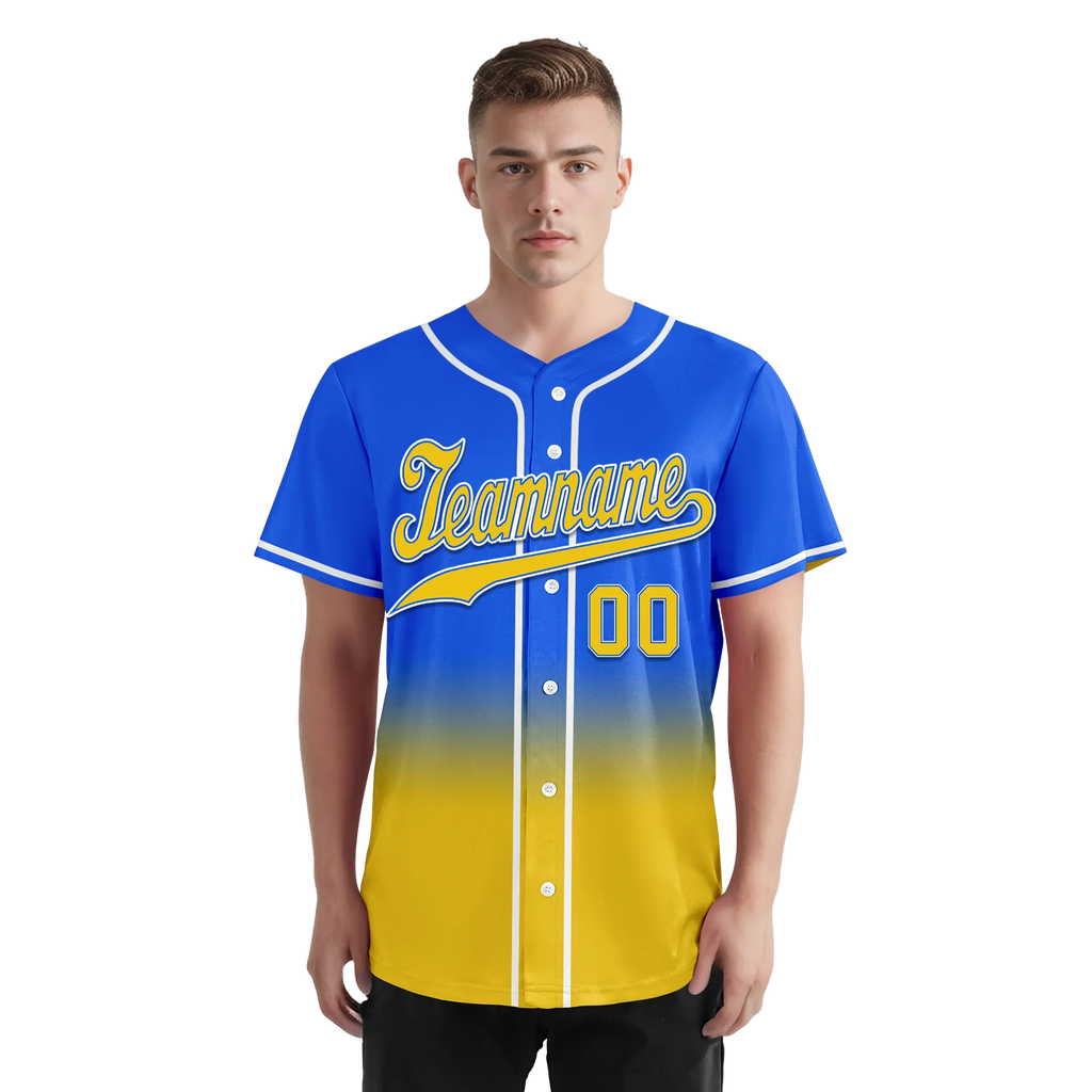 Custom Blue Yellow Fade Fashion Personalized Authentic Baseball Jersey BSBJ01-D0a70c0 - Coolcustomize