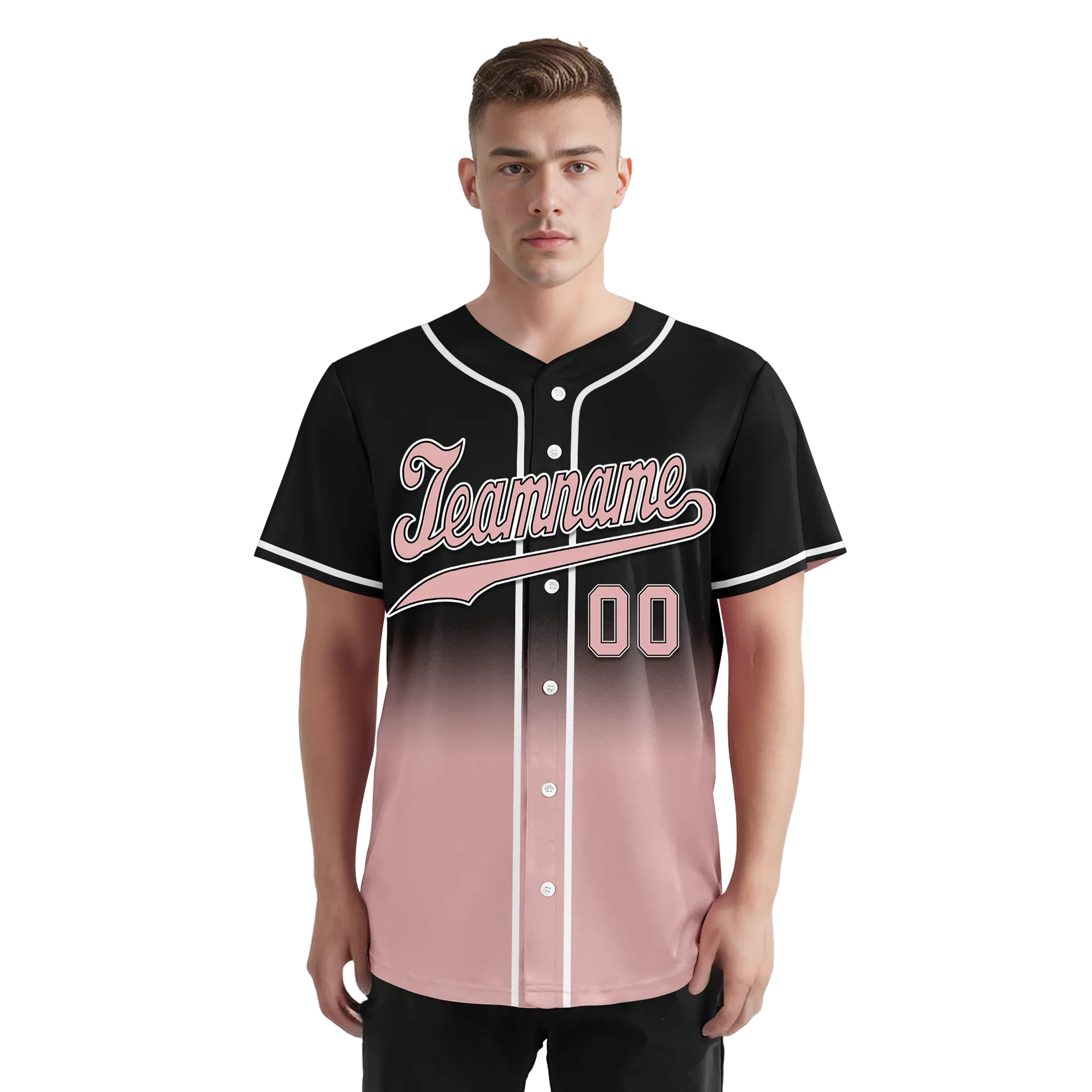 Custom Black Pink Fade Fashion Personalized Authentic Baseball Jersey BSBJ01-D0a70d9 - Coolcustomize