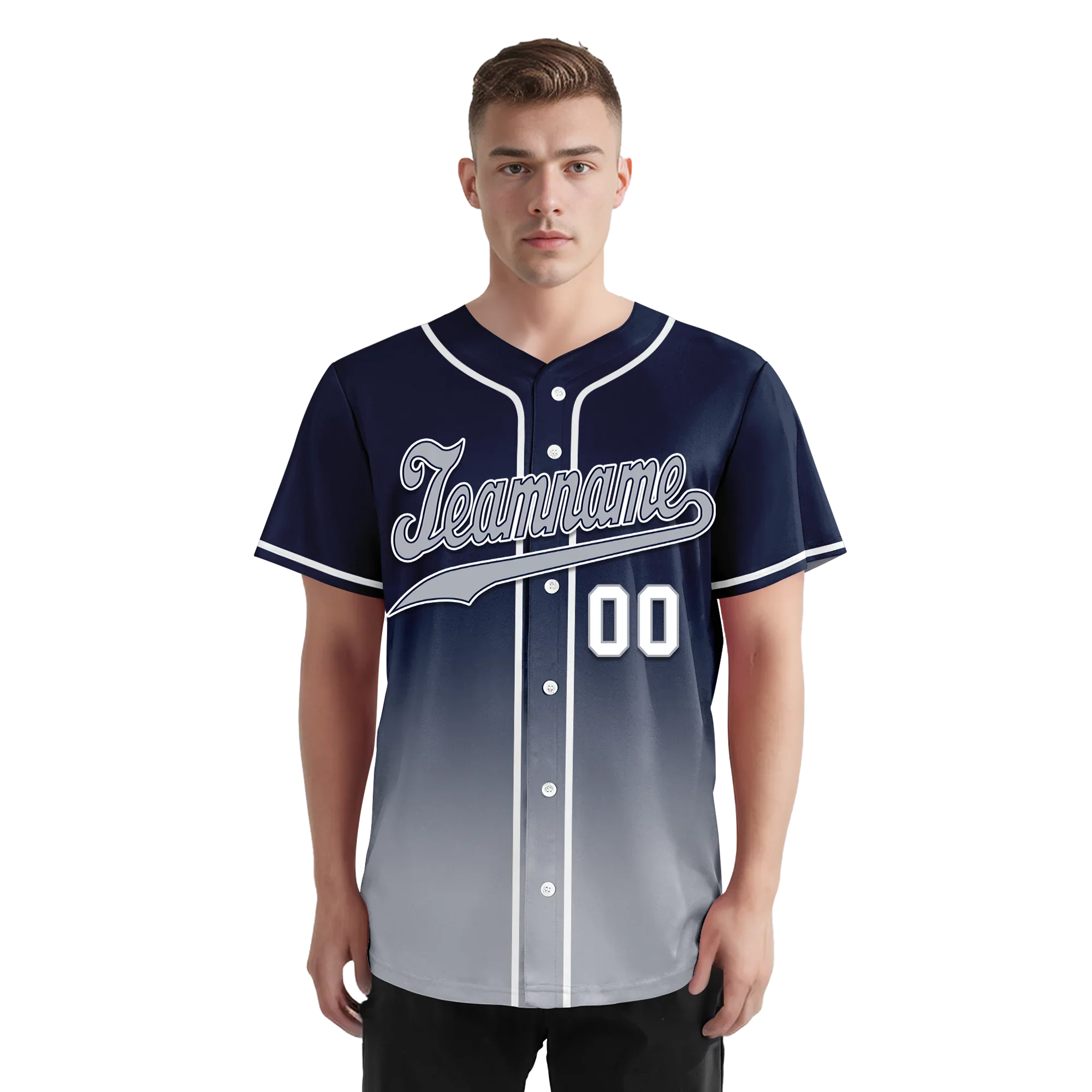 Custom Blue Grey Fade Fashion Personalized Authentic Baseball Jersey BSBJ01-D0a70b8 - Coolcustomize