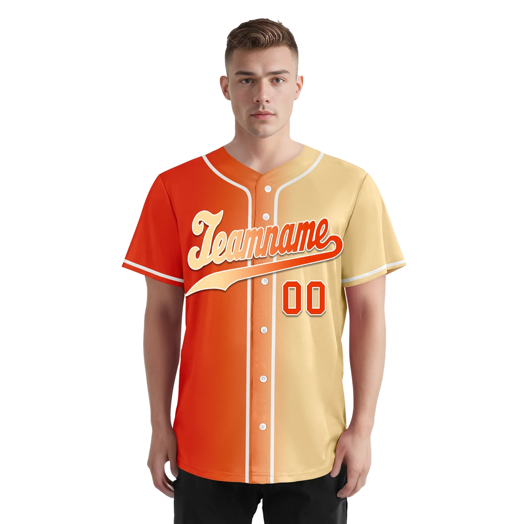 Custom Orange Beige Gradient Fashion Personalized Authentic Baseball Jersey BSBJ01-D0a707f - Coolcustomize