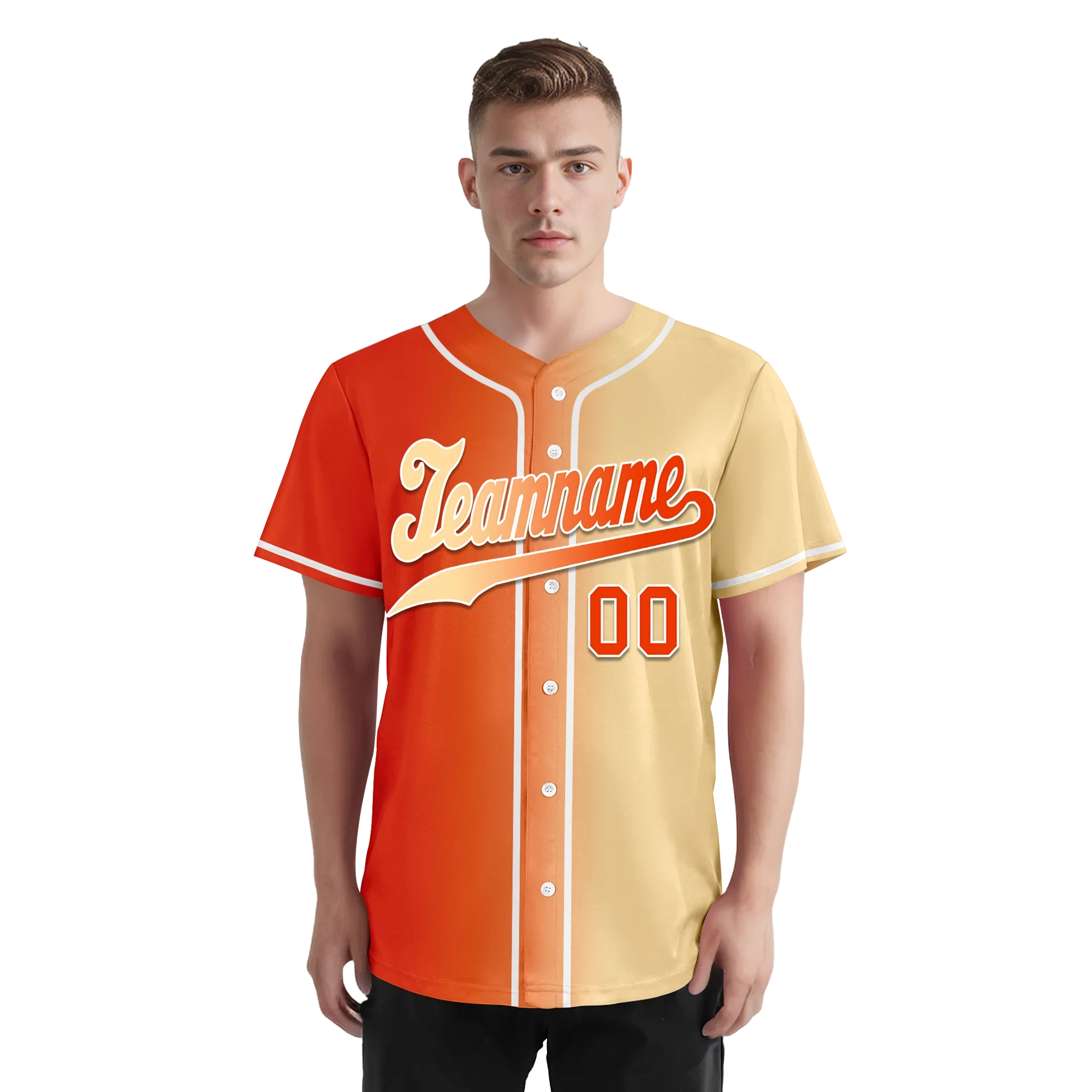 Custom Orange Beige Gradient Fashion Personalized Authentic Baseball Jersey BSBJ01-D0a707f - Coolcustomize