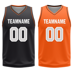 Custom Black Orange Classic Style Reversible Basketball Uniform Personalized COOLMAX BBJR-D017019