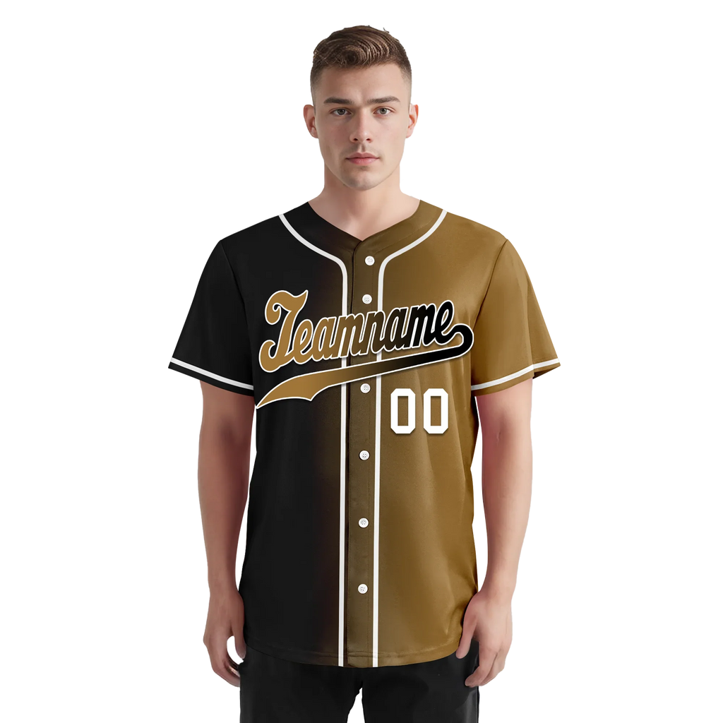Custom Black Gold Gradient Fashion Personalized Authentic Baseball Jersey BSBJ01-D0a7a0d - Coolcustomize