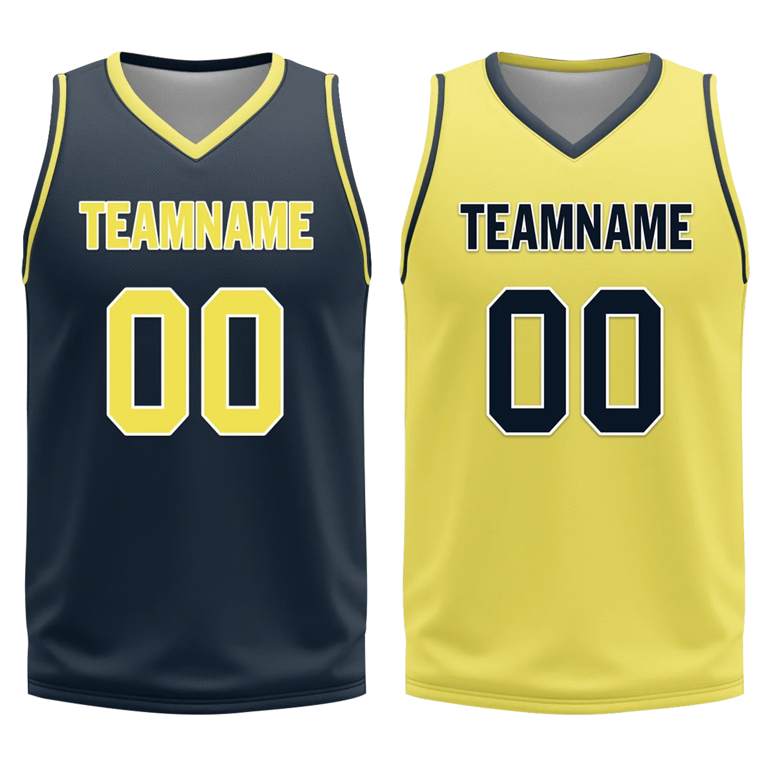 Custom Blue Yellow Classic Style Reversible Basketball Uniform Personalized COOLMAX BBJR-D017059 - Coolcustomize
