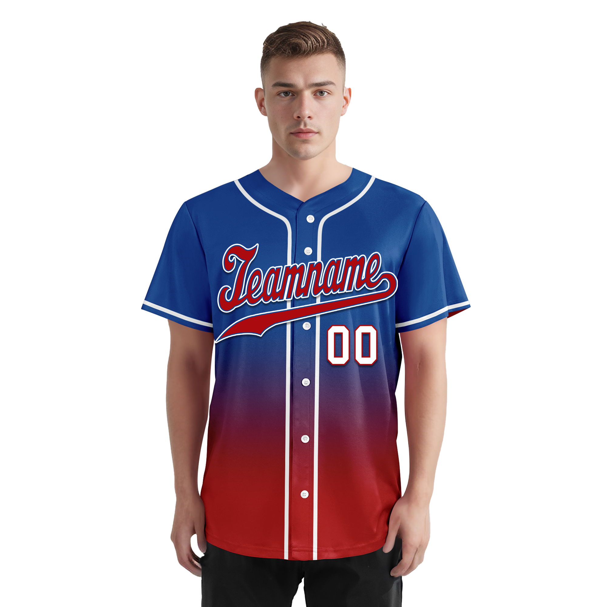 Custom Blue Red Fade Fashion Personalized Authentic Baseball Jersey BSBJ01-D0a70bd - Coolcustomize
