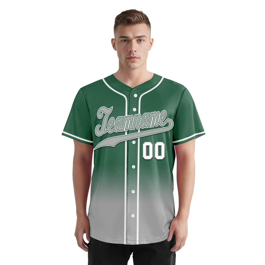 Custom Green Grey Fade Fashion Personalized Authentic Baseball Jersey BSBJ01-D0a70c9 - Coolcustomize