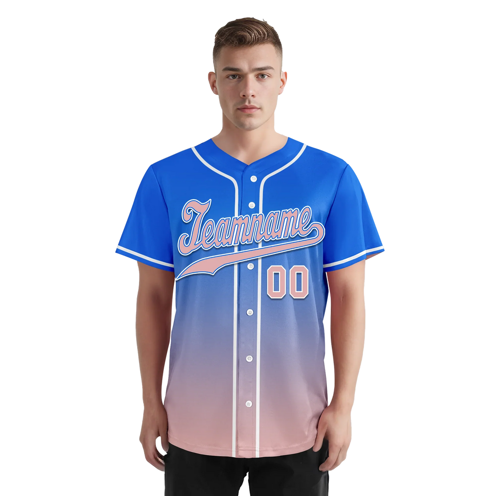 Custom Blue Pink Fade Fashion Personalized Authentic Baseball Jersey BSBJ01-D0a70e0 - Coolcustomize
