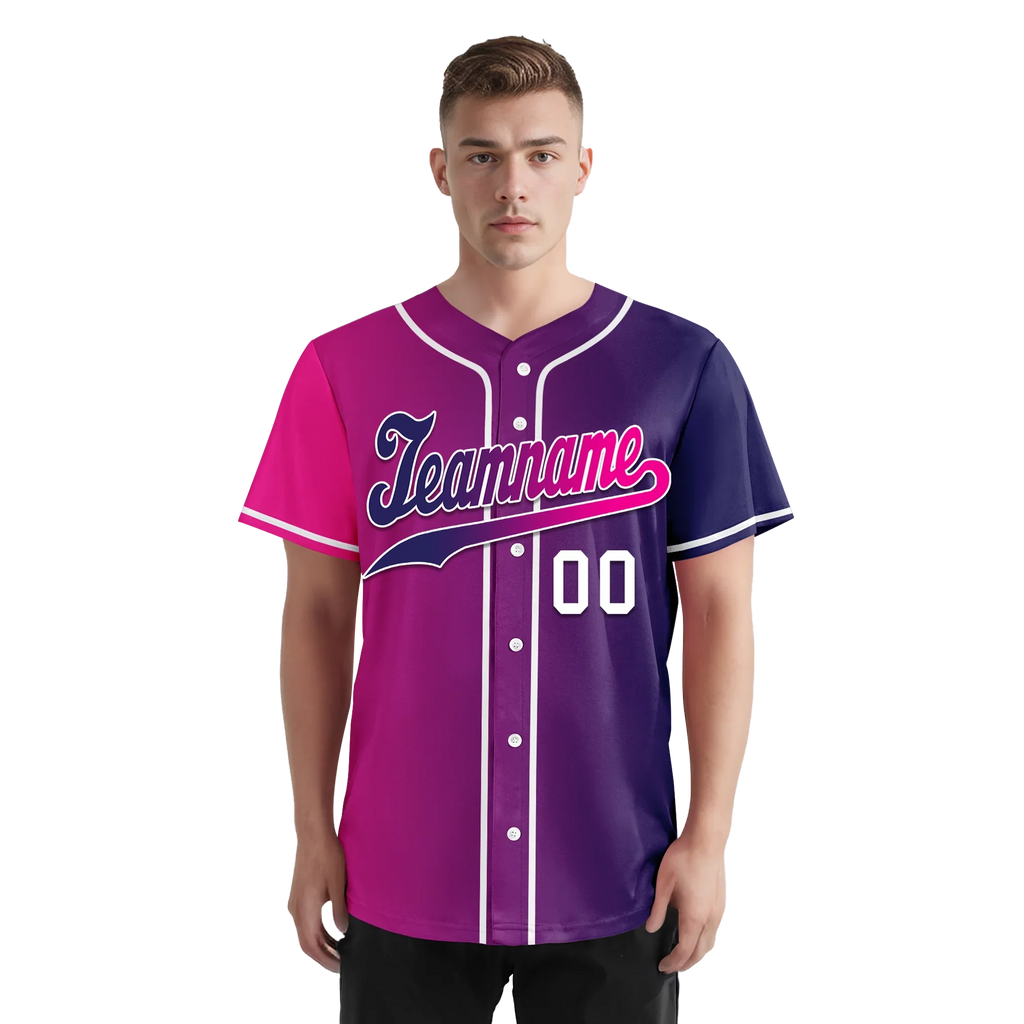 Custom Pink Blue Gradient Fashion Personalized Authentic Baseball Jersey BSBJ01-D0a7aab - Coolcustomize