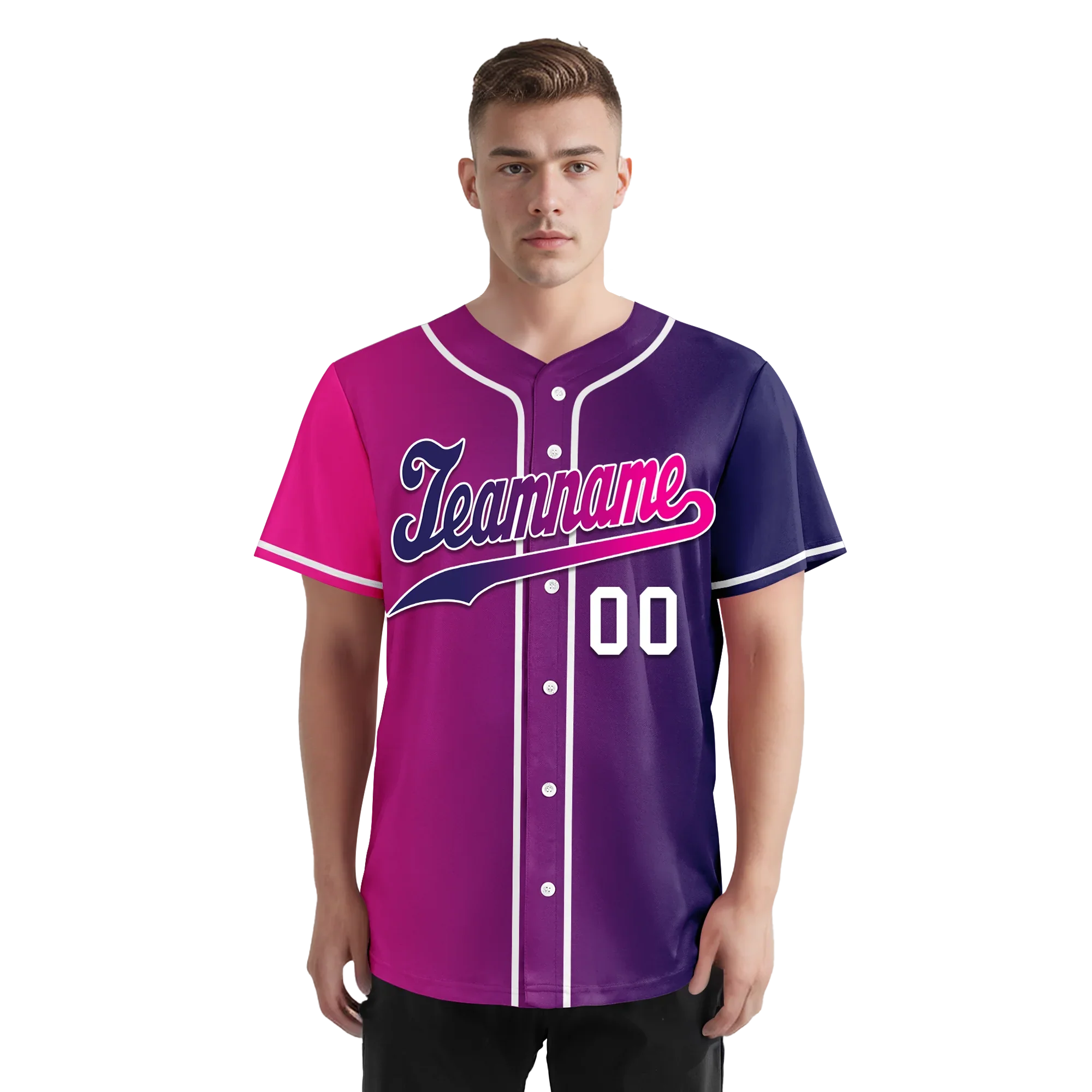 Custom Pink Blue Gradient Fashion Personalized Authentic Baseball Jersey BSBJ01-D0a7aab - Coolcustomize
