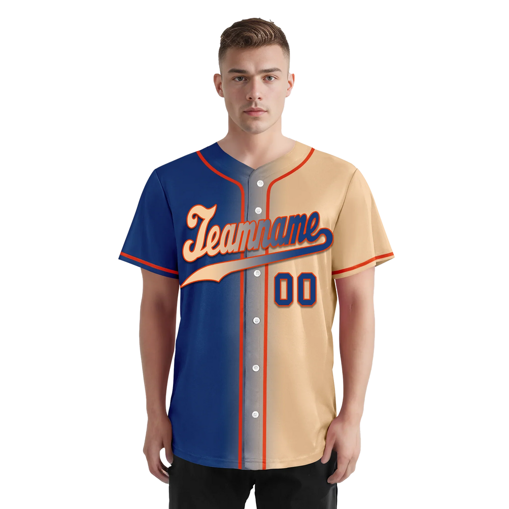 Custom Blue Beige Gradient Fashion Personalized Authentic Baseball Jersey BSBJ01-D0a7077 - Coolcustomize