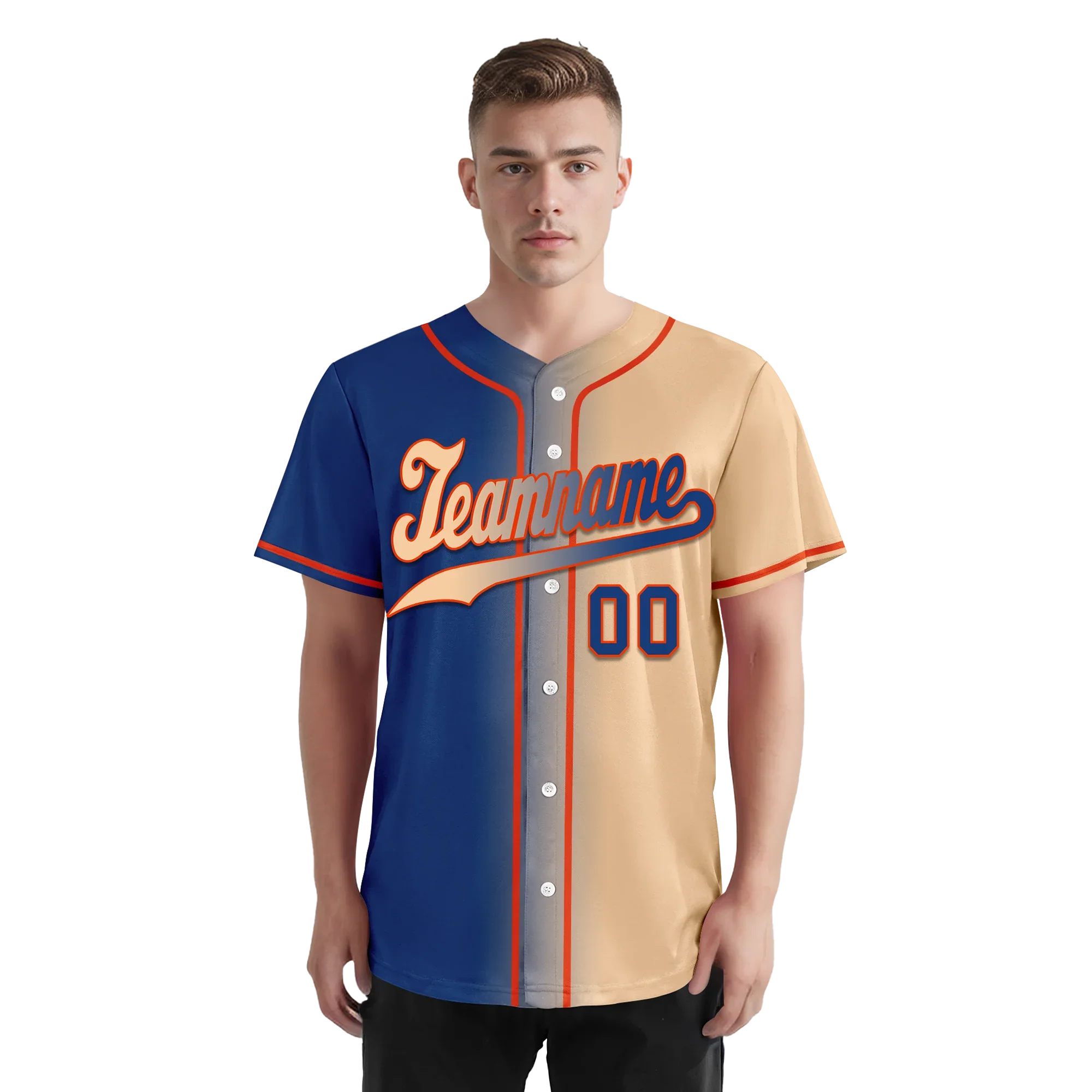 Custom Blue Beige Gradient Fashion Personalized Authentic Baseball Jersey BSBJ01-D0a7077 - Coolcustomize