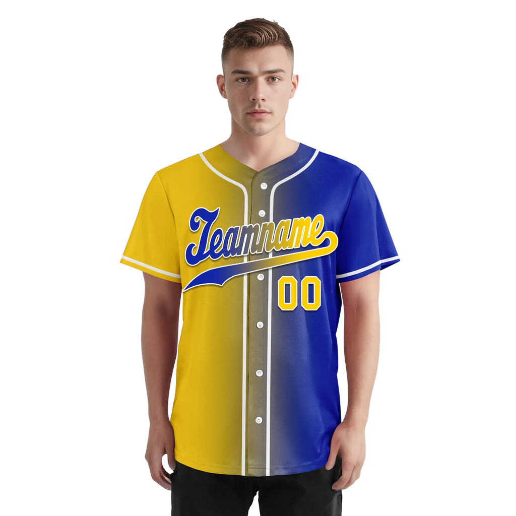 Custom Yellow Blue Gradient Fashion Personalized Authentic Baseball Jersey BSBJ01-D0a7098 - Coolcustomize