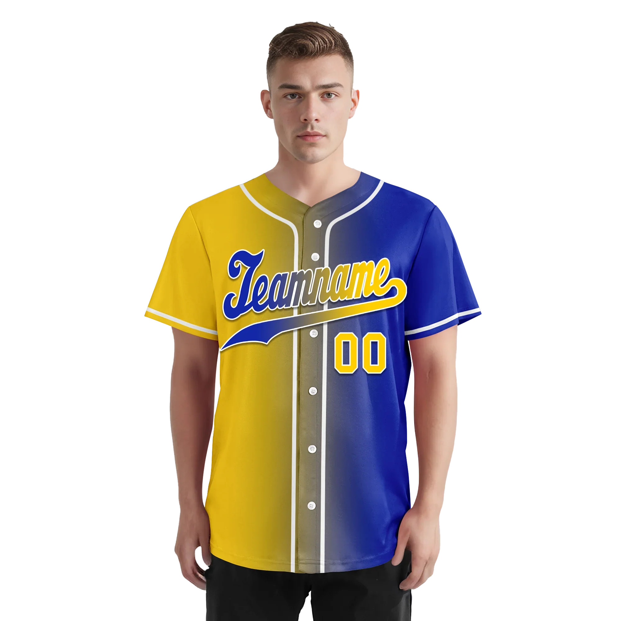 Custom Yellow Blue Gradient Fashion Personalized Authentic Baseball Jersey BSBJ01-D0a7098 - Coolcustomize