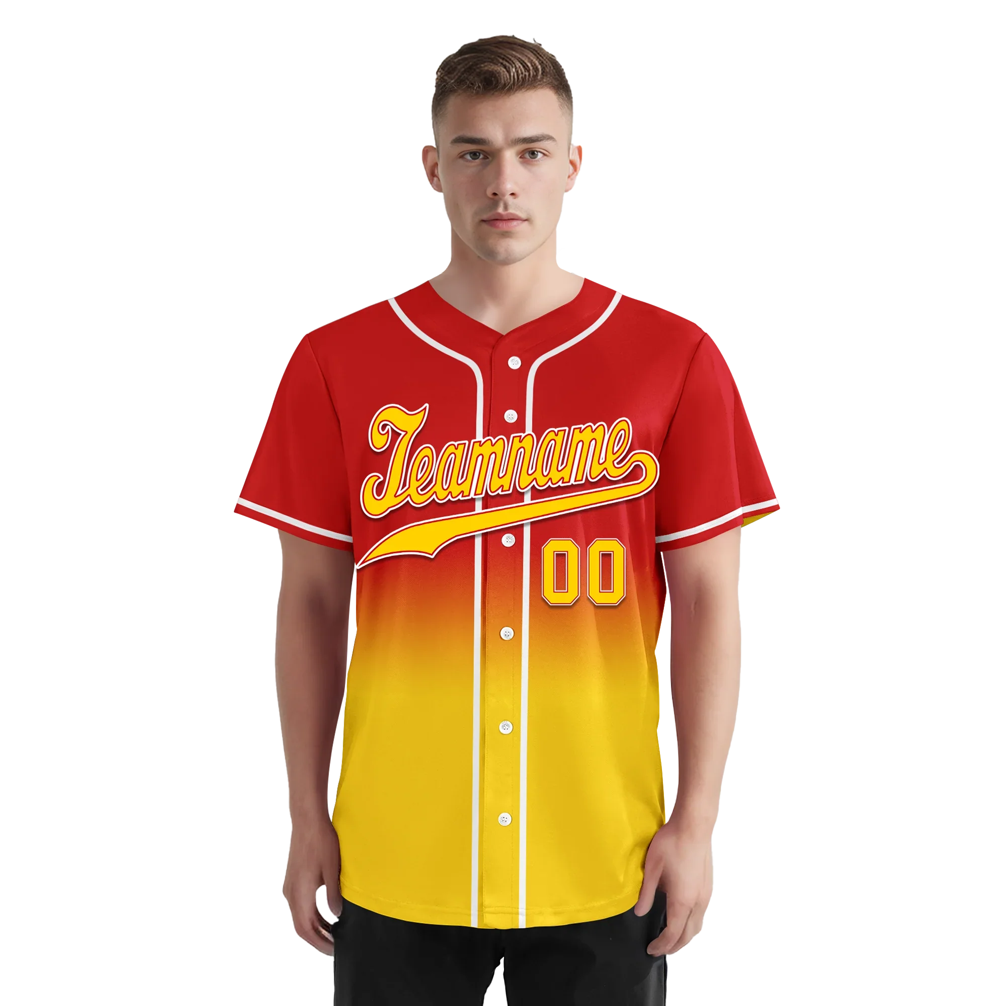 Custom Red Yellow Fade Fashion Personalized Authentic Baseball Jersey BSBJ01-D0a70d7 - Coolcustomize