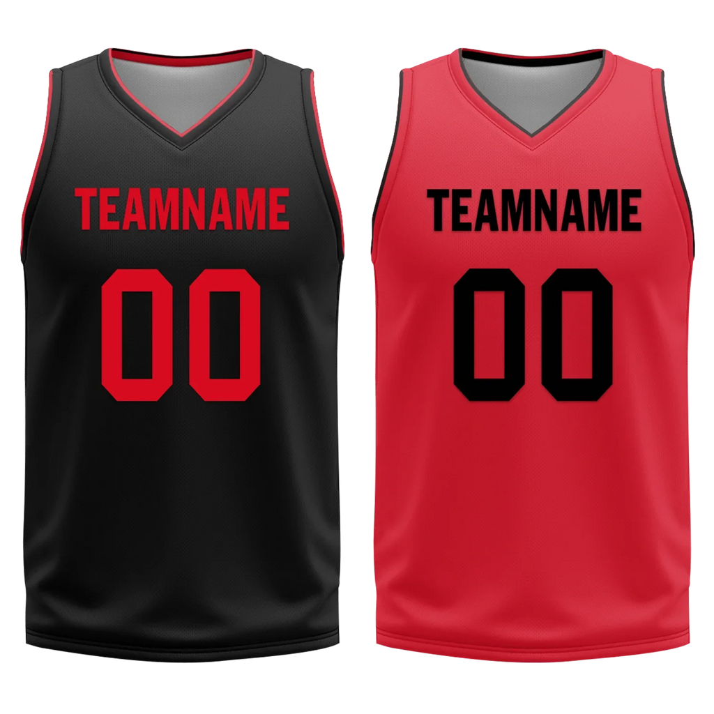 Custom Black Red Classic Style Reversible Basketball Uniform Personalized Ordinary BBJR-D017018 - Coolcustomize