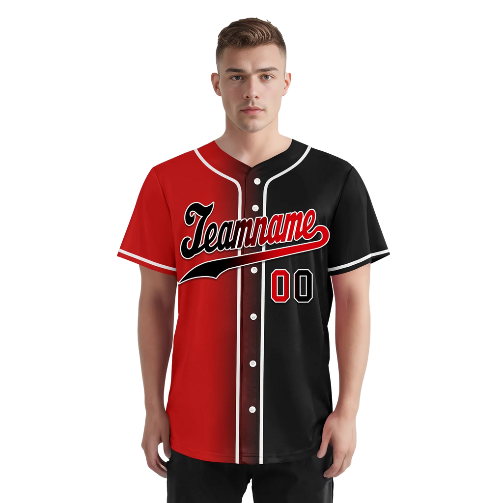 Custom Red Black Gradient Fashion Personalized Authentic Baseball Jersey BSBJ01-D0a707a - Coolcustomize