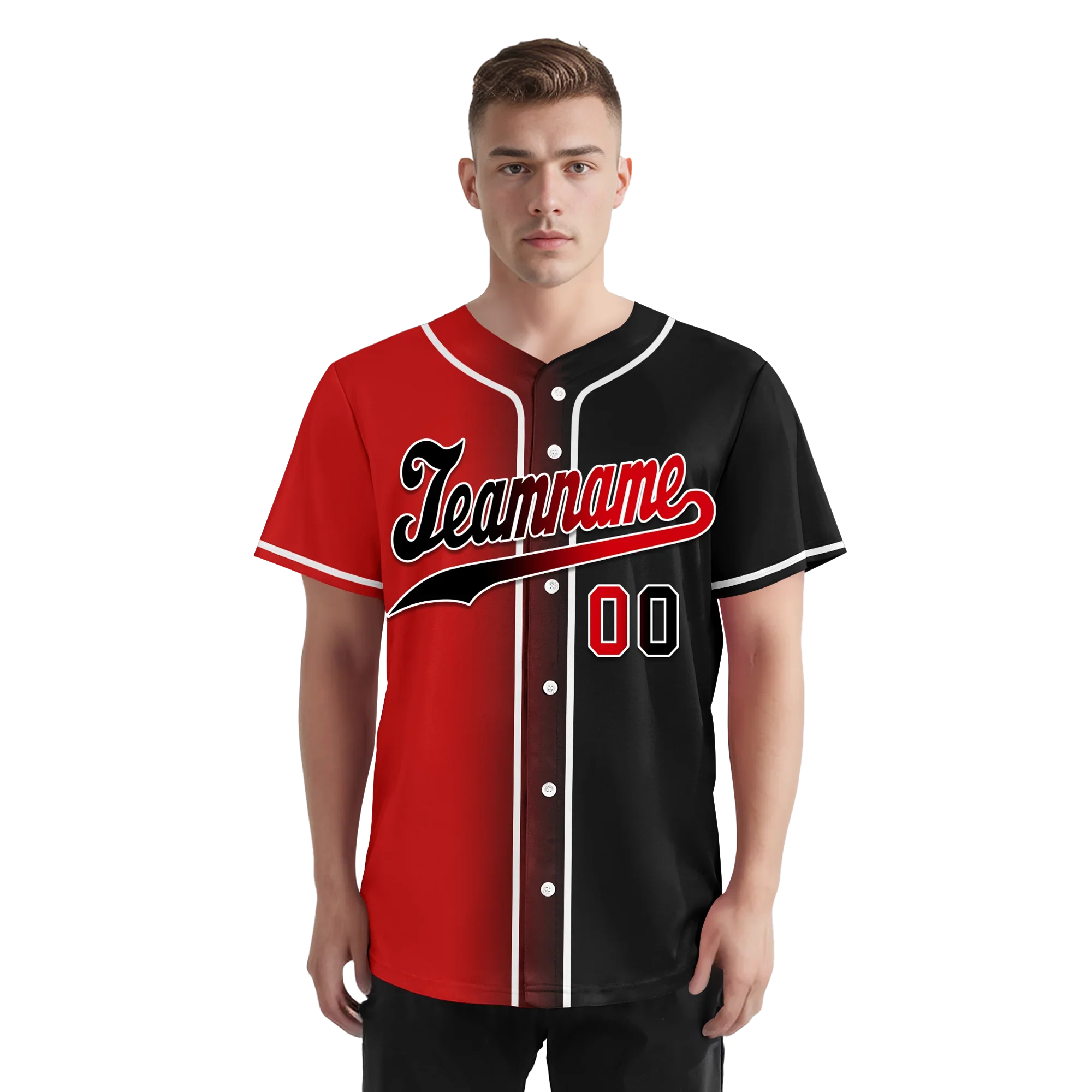 Custom Red Black Gradient Fashion Personalized Authentic Baseball Jersey BSBJ01-D0a707a - Coolcustomize