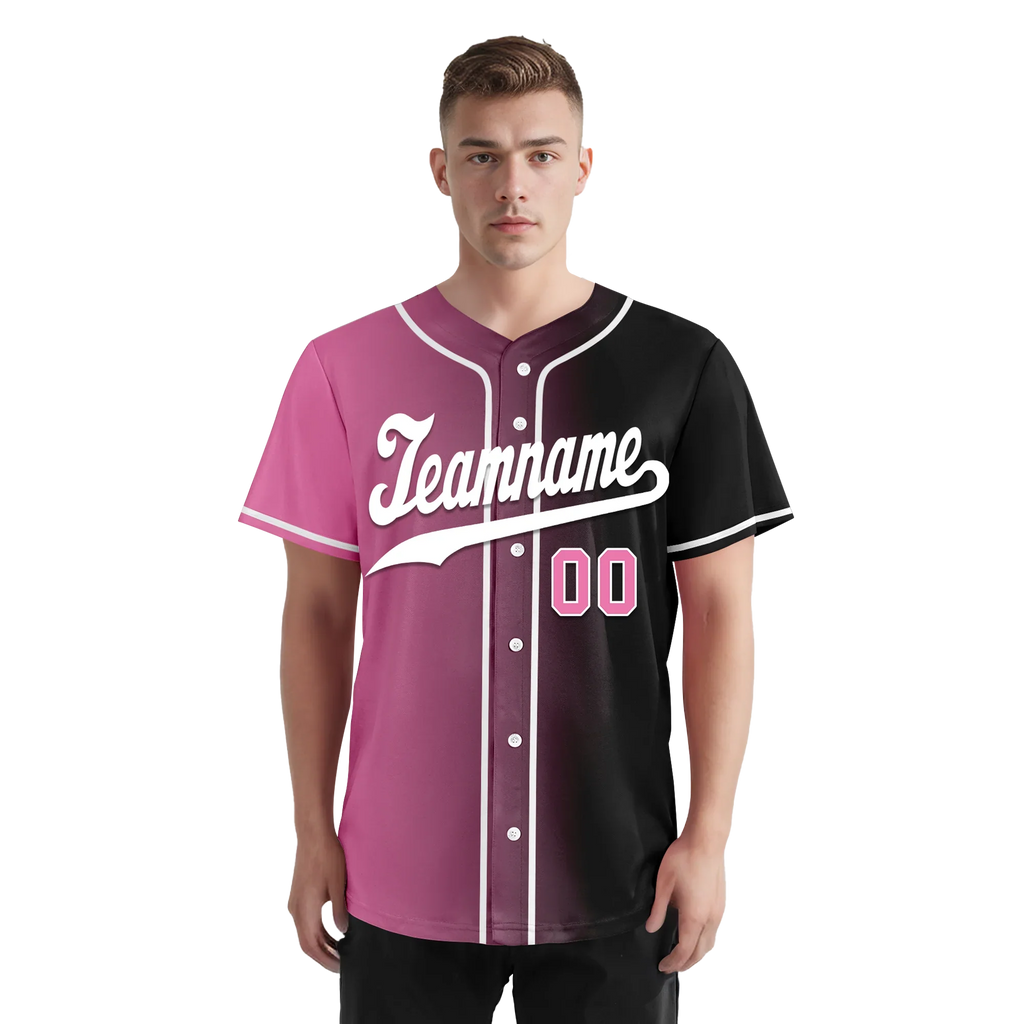 Custom Pink Black Gradient Fashion Personalized Authentic Baseball Jersey BSBJ01-D0a7099 - Coolcustomize