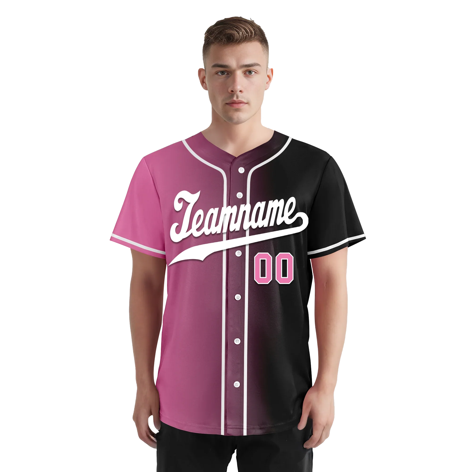 Custom Pink Black Gradient Fashion Personalized Authentic Baseball Jersey BSBJ01-D0a7099 - Coolcustomize