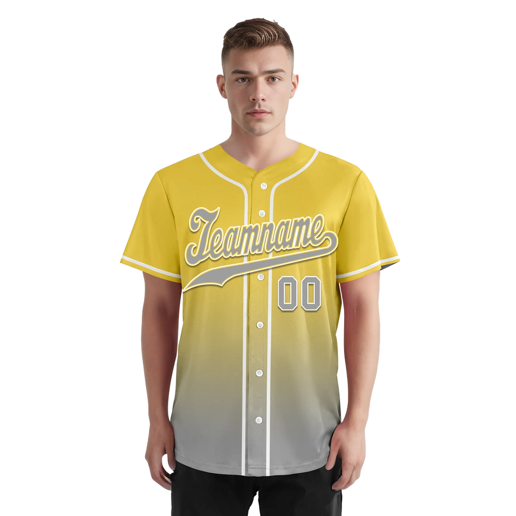 Custom Yellow Grey Fade Fashion Personalized Authentic Baseball Jersey BSBJ01-D0a70fb - Coolcustomize