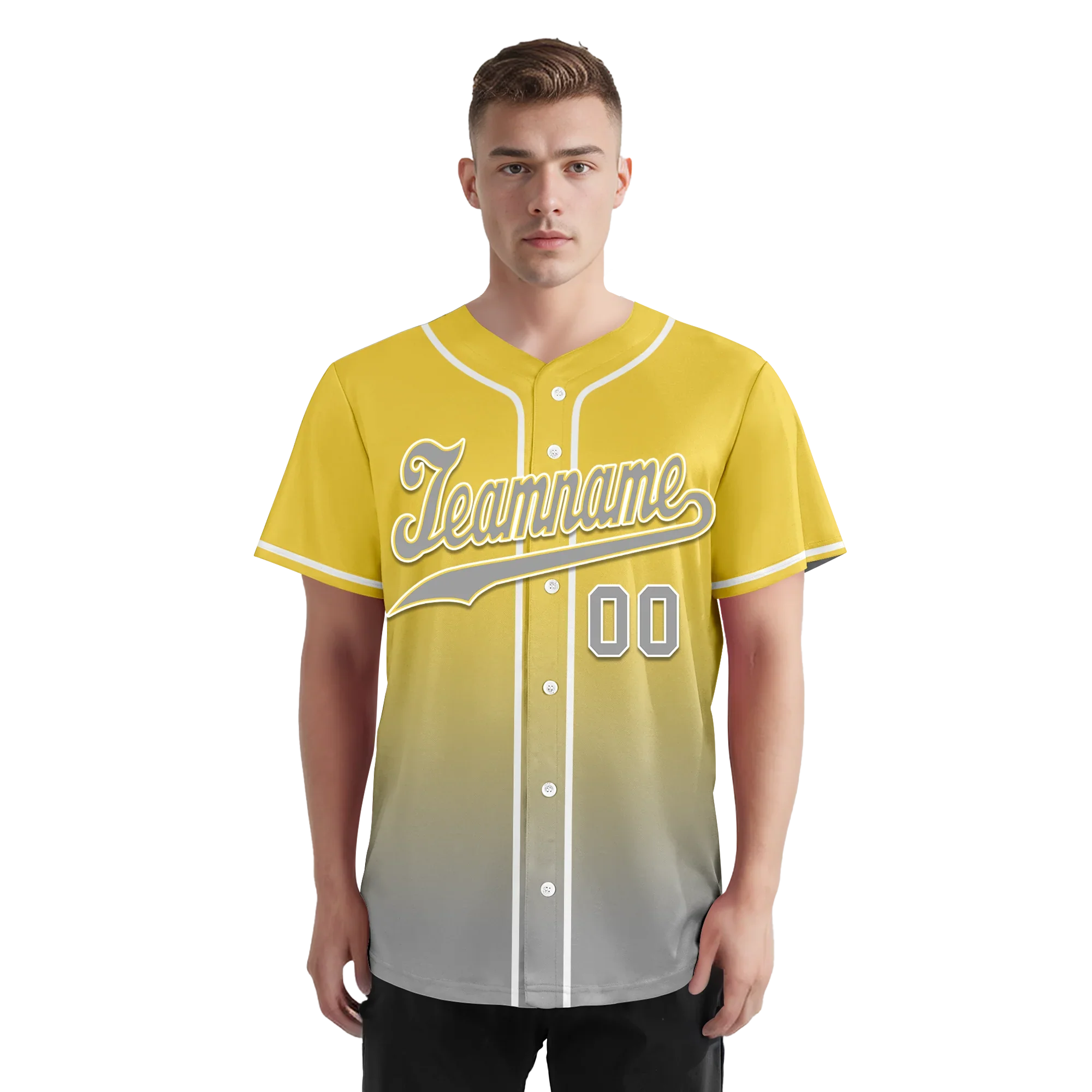 Custom Yellow Grey Fade Fashion Personalized Authentic Baseball Jersey BSBJ01-D0a70fb - Coolcustomize