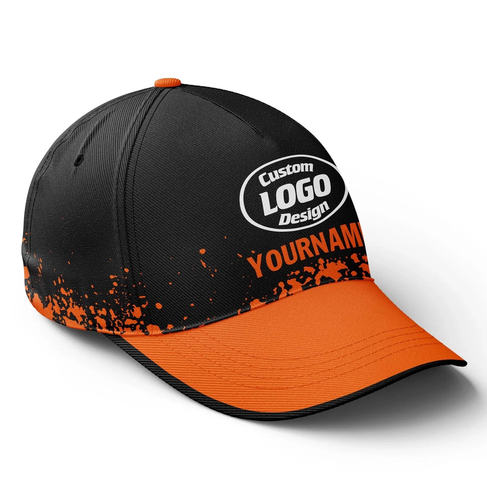 Custom Black Orange Hat Sport Design Cap Stitched Adjustable Personalized YW061-D020231-3 - Coolcustomize