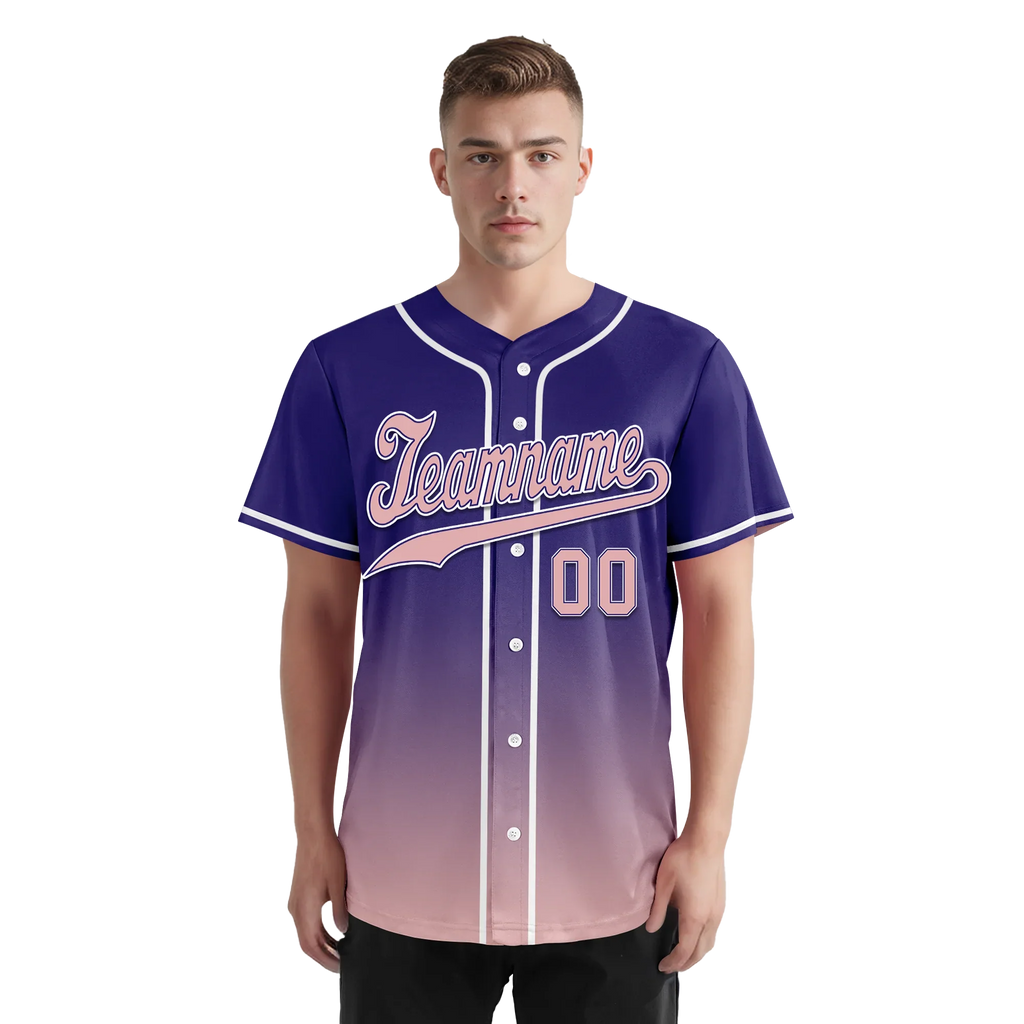 Custom Purple Pink Fade Fashion Personalized Authentic Baseball Jersey BSBJ01-D0a7070 - Coolcustomize