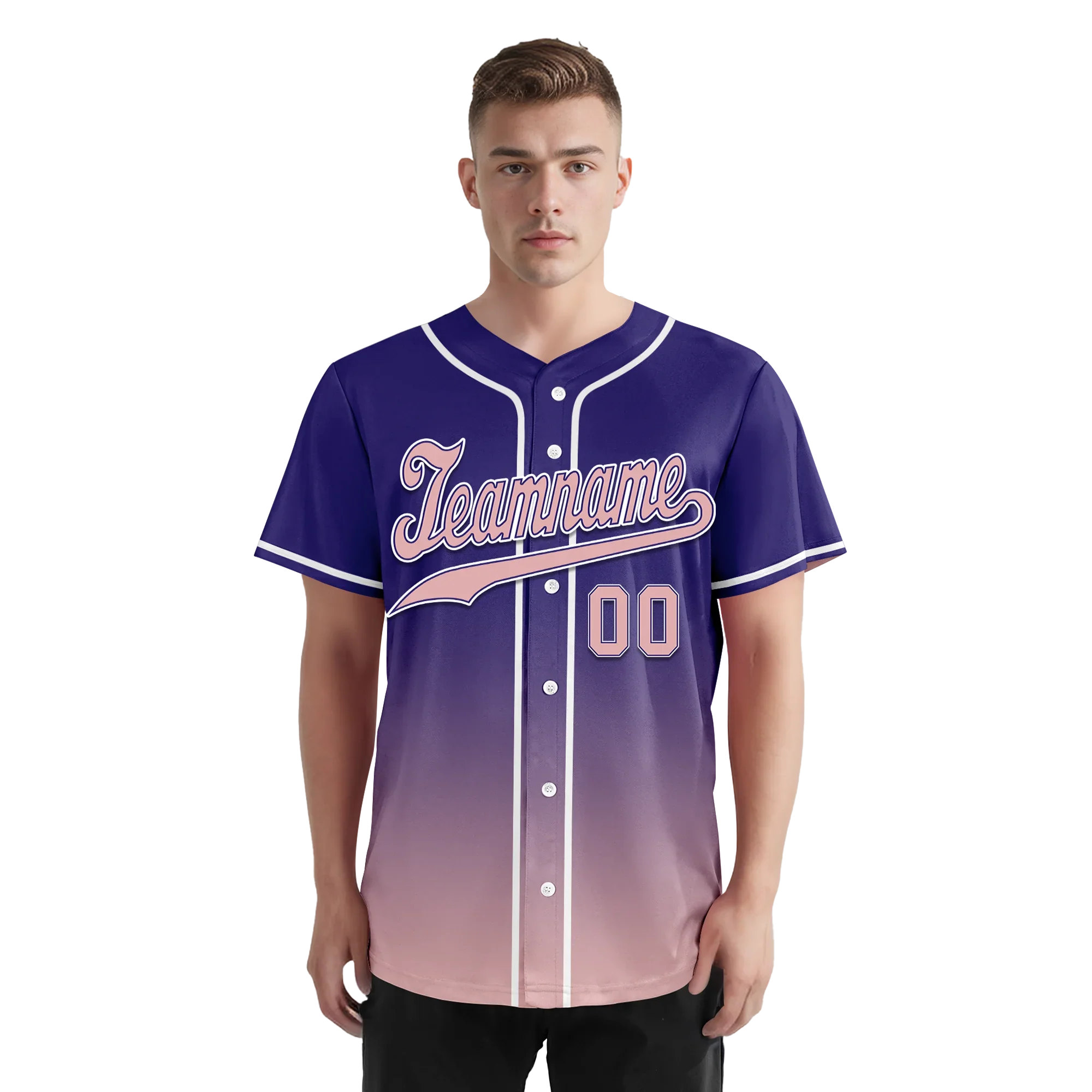 Custom Purple Pink Fade Fashion Personalized Authentic Baseball Jersey BSBJ01-D0a7070 - Coolcustomize