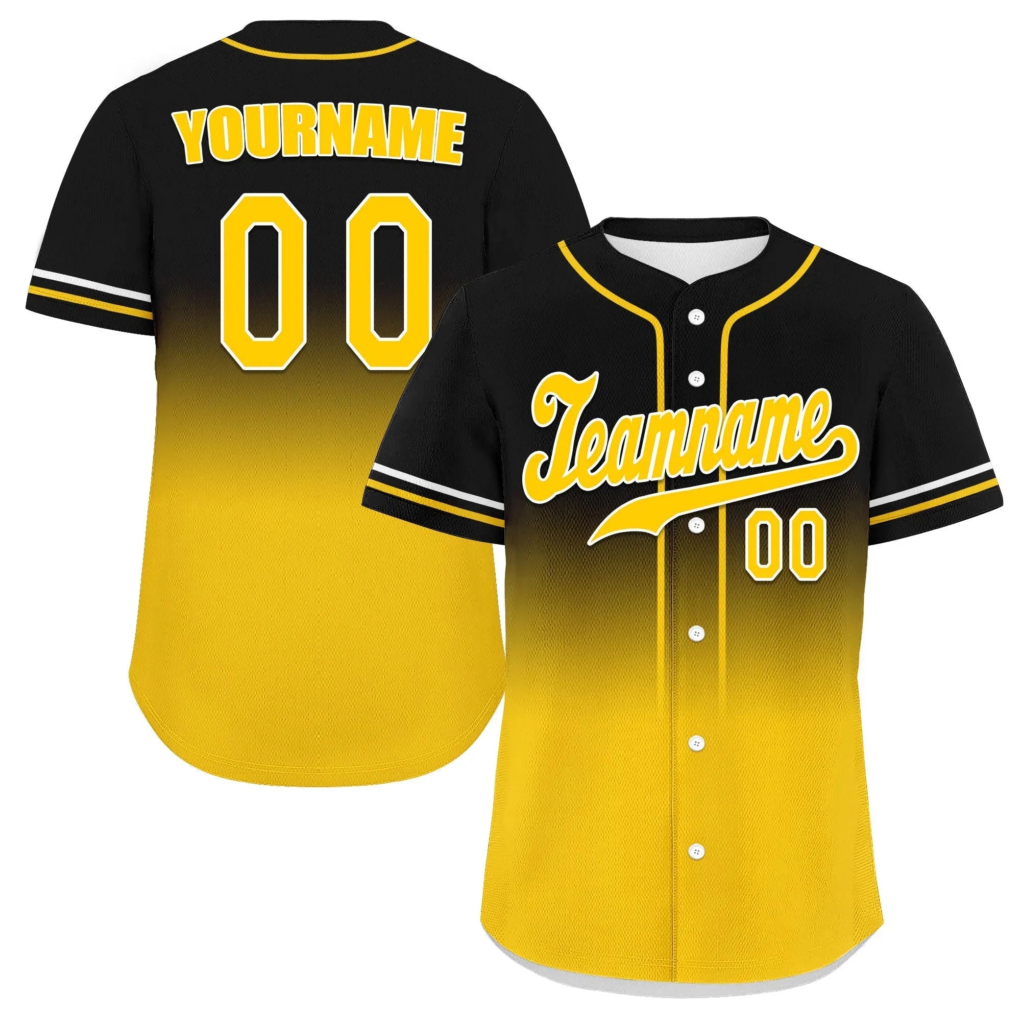 Custom Black Yellow Fade Fashion Personalized Authentic Baseball Jersey UN002-bd0b007b-b - Coolcustomize