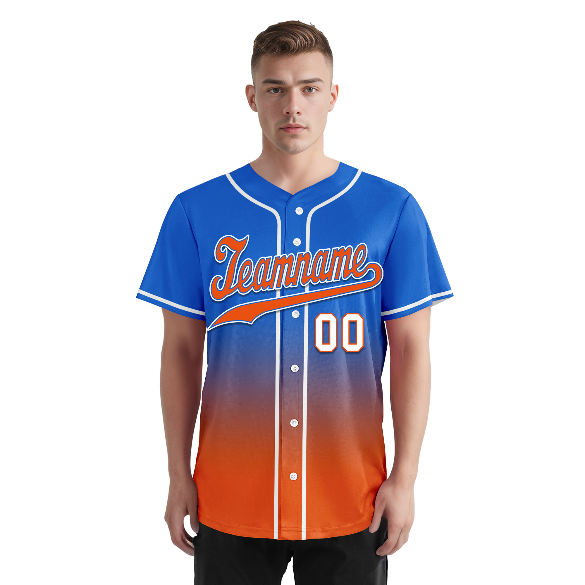 Custom Blue Orange Fade Fashion Personalized Authentic Baseball Jersey BSBJ01-D0a70b7 - Coolcustomize