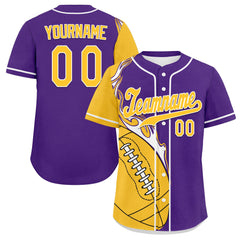 Custom Purple Yellow Classic Style Personalized Authentic Baseball Jersey UN002-D0b0a00-a7