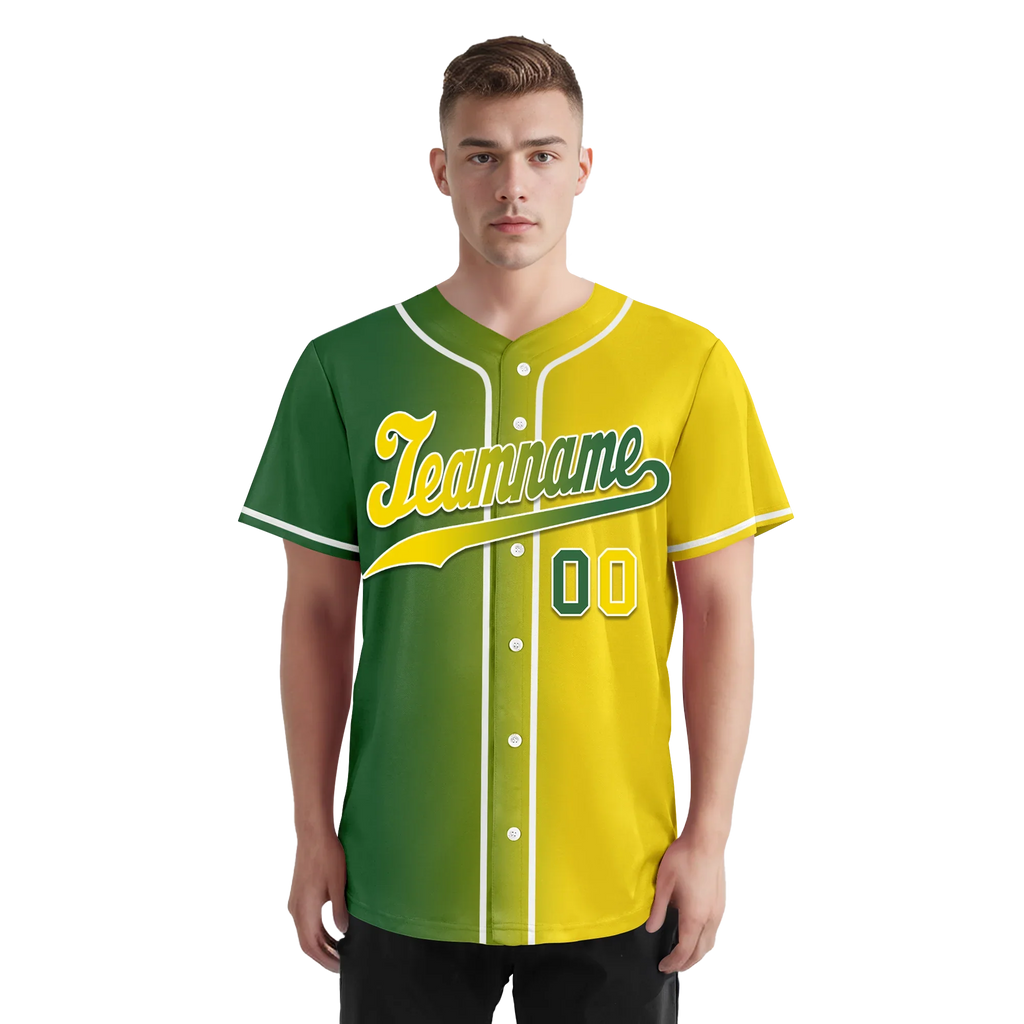 Custom Green Yellow Gradient Fashion Personalized Authentic Baseball Jersey BSBJ01-D0a707d - Coolcustomize