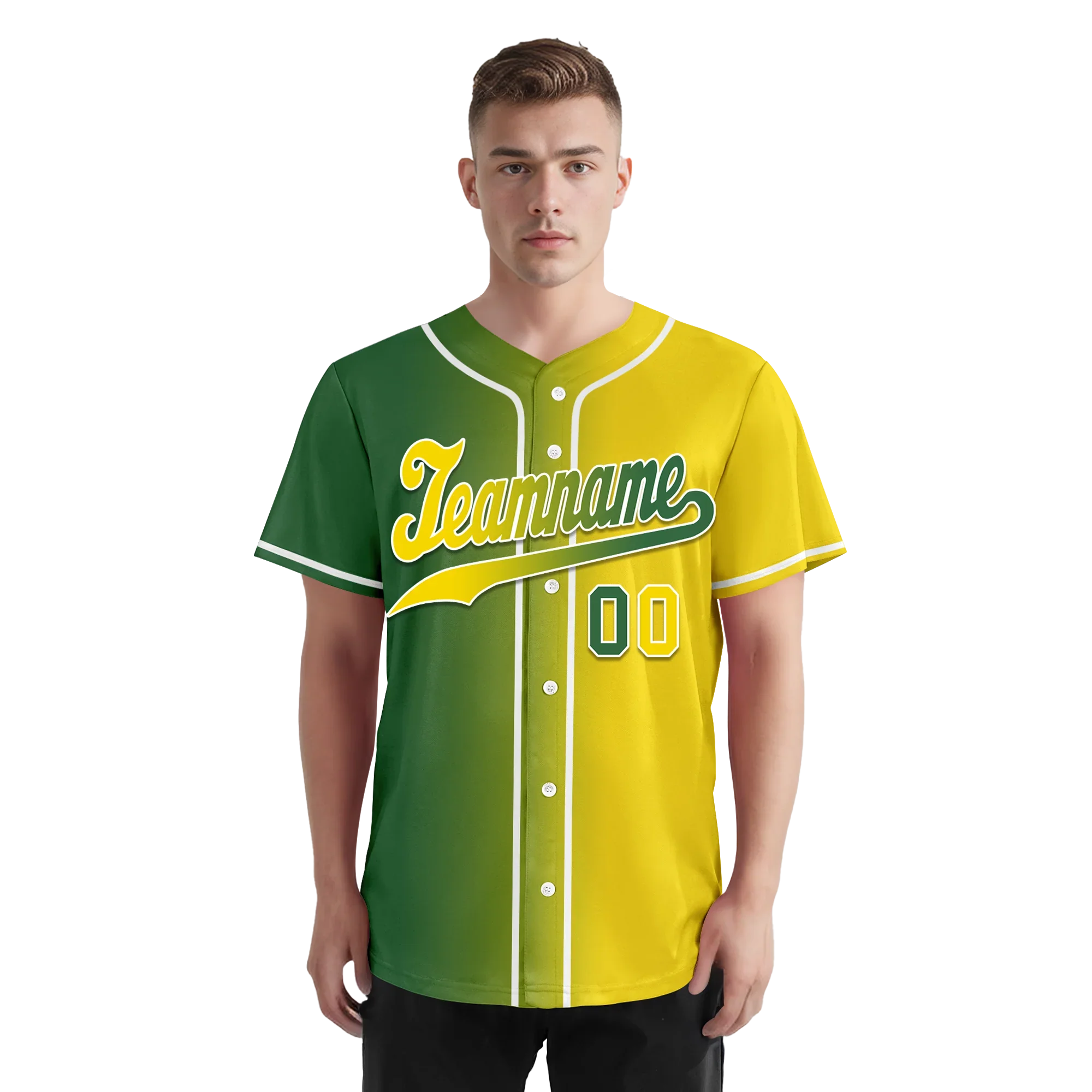 Custom Green Yellow Gradient Fashion Personalized Authentic Baseball Jersey BSBJ01-D0a707d - Coolcustomize