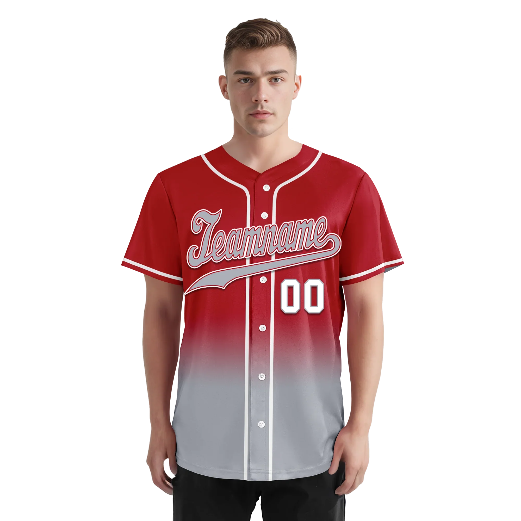 Custom Red Grey Fade Fashion Personalized Authentic Baseball Jersey BSBJ01-D0a70bb - Coolcustomize