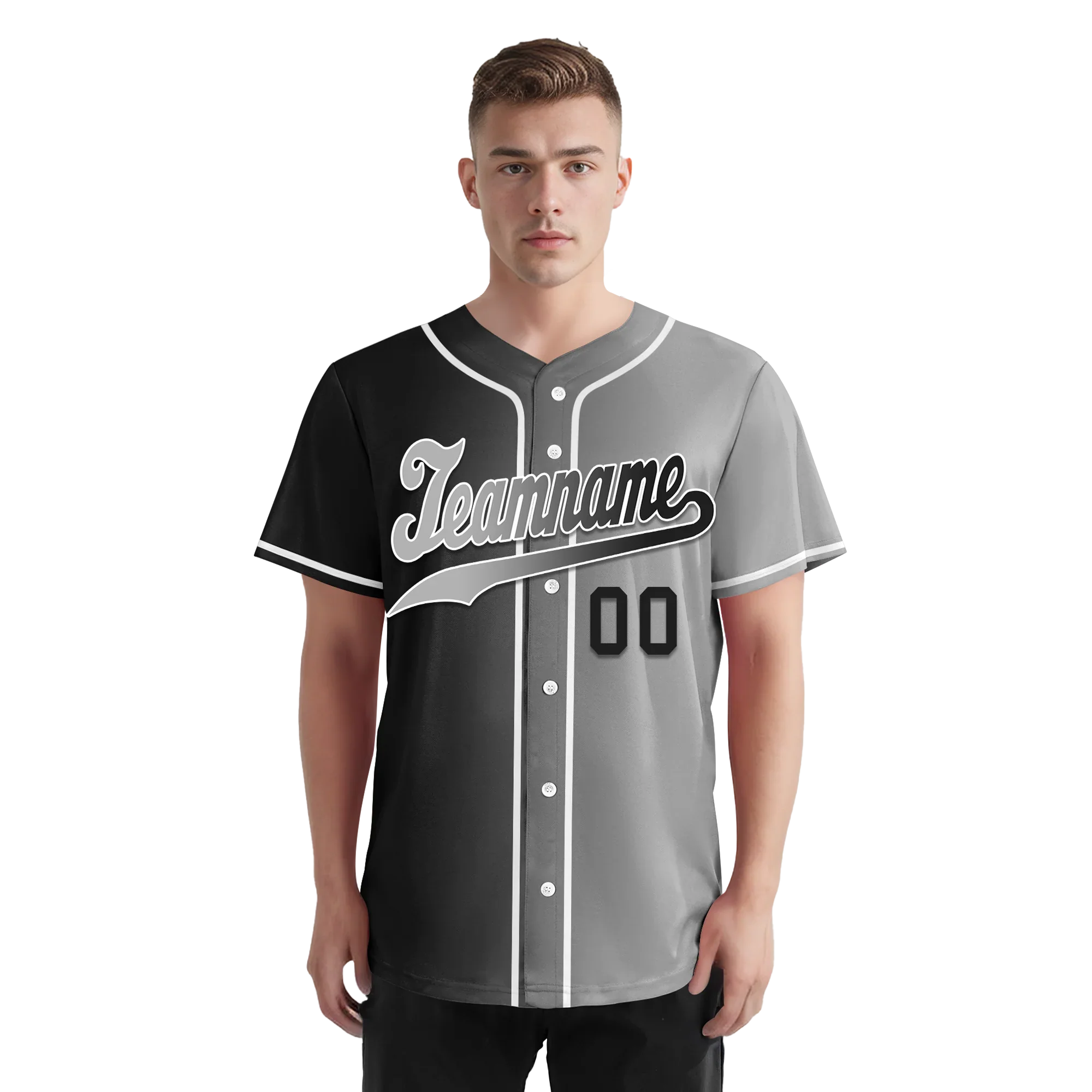 Custom Black Grey Gradient Fashion Personalized Authentic Baseball Jersey BSBJ01-D0a7a07 - Coolcustomize