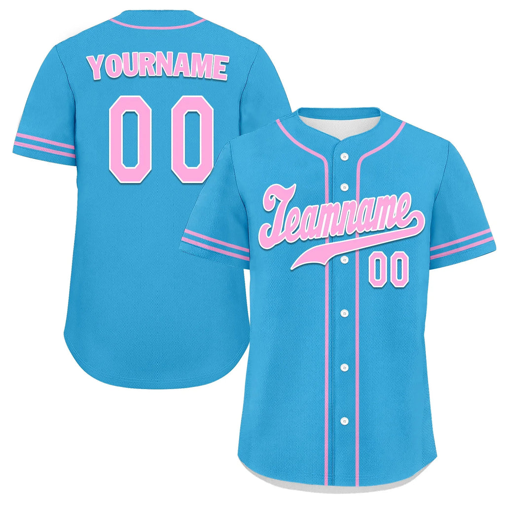 Custom Blue Classic Style Pink Personalized Authentic Baseball Jersey UN002-bd0b00d8-cd - Coolcustomize