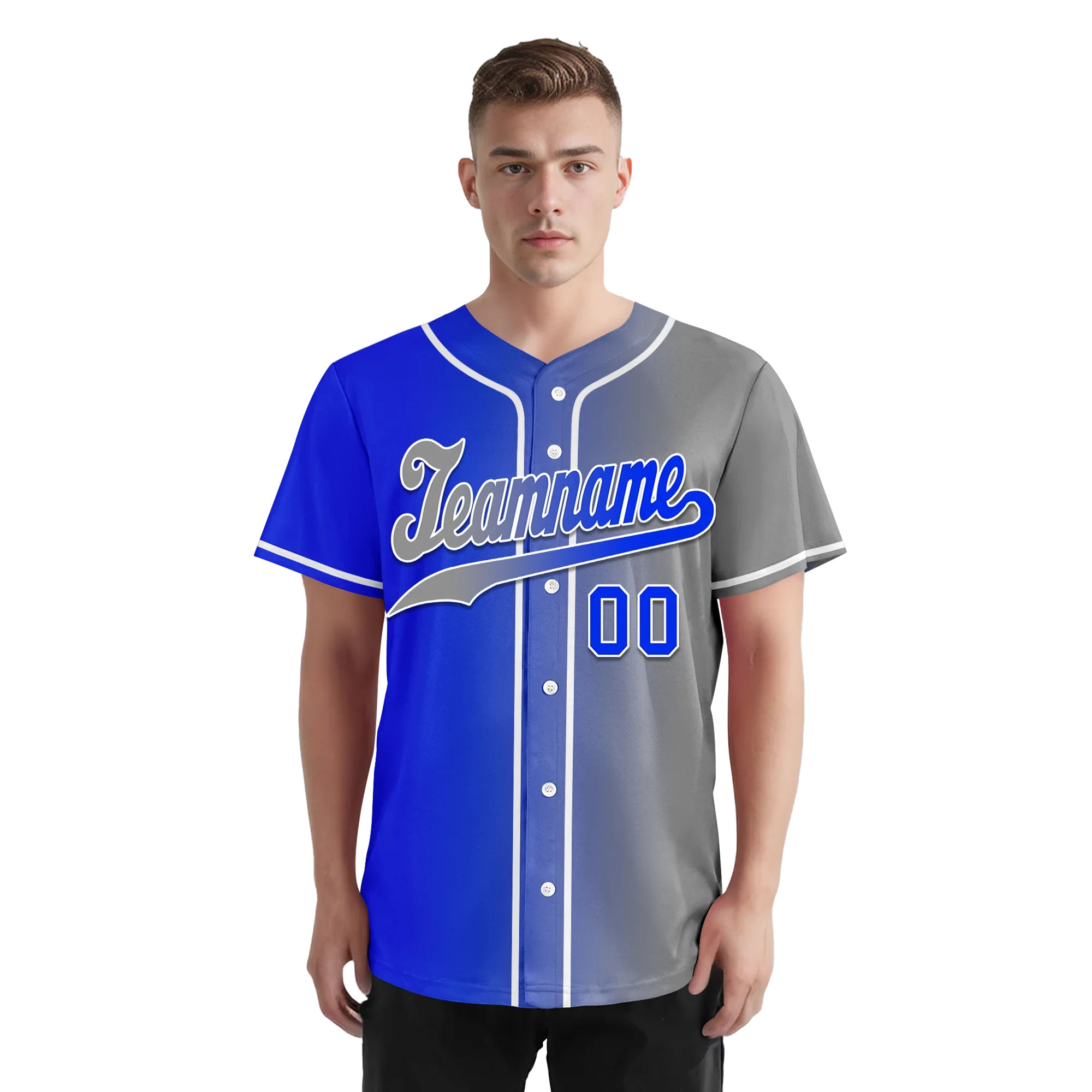 Custom Blue Grey Gradient Fashion Personalized Authentic Baseball Jersey BSBJ01-D0a709a - Coolcustomize