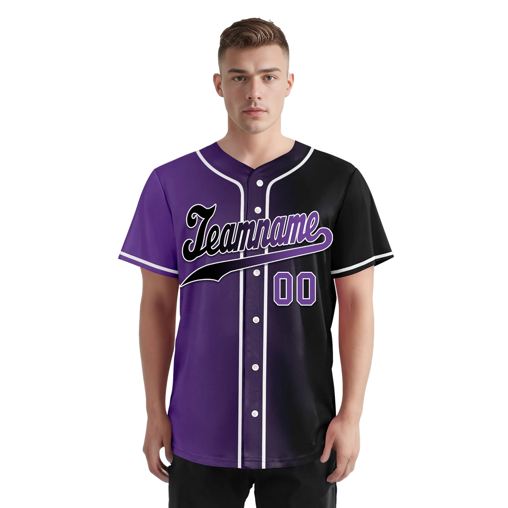 Custom Purple Black Gradient Fashion Personalized Authentic Baseball Jersey BSBJ01-D0a7090 - Coolcustomize