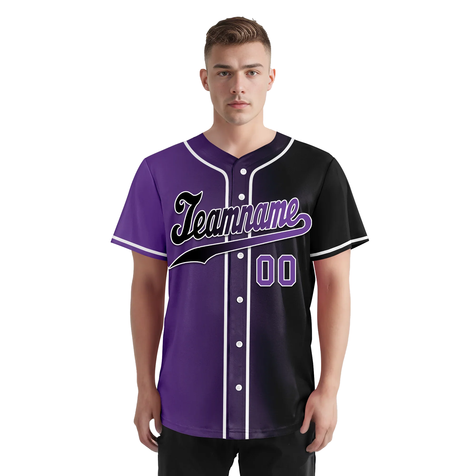 Custom Purple Black Gradient Fashion Personalized Authentic Baseball Jersey BSBJ01-D0a7090 - Coolcustomize