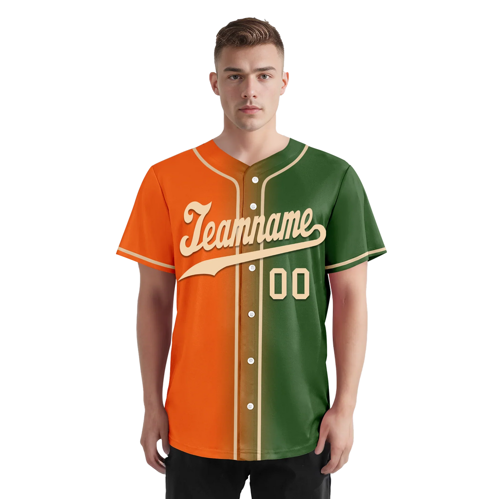 Custom Orange Green Gradient Fashion Personalized Authentic Baseball Jersey BSBJ01-D0a708d - Coolcustomize
