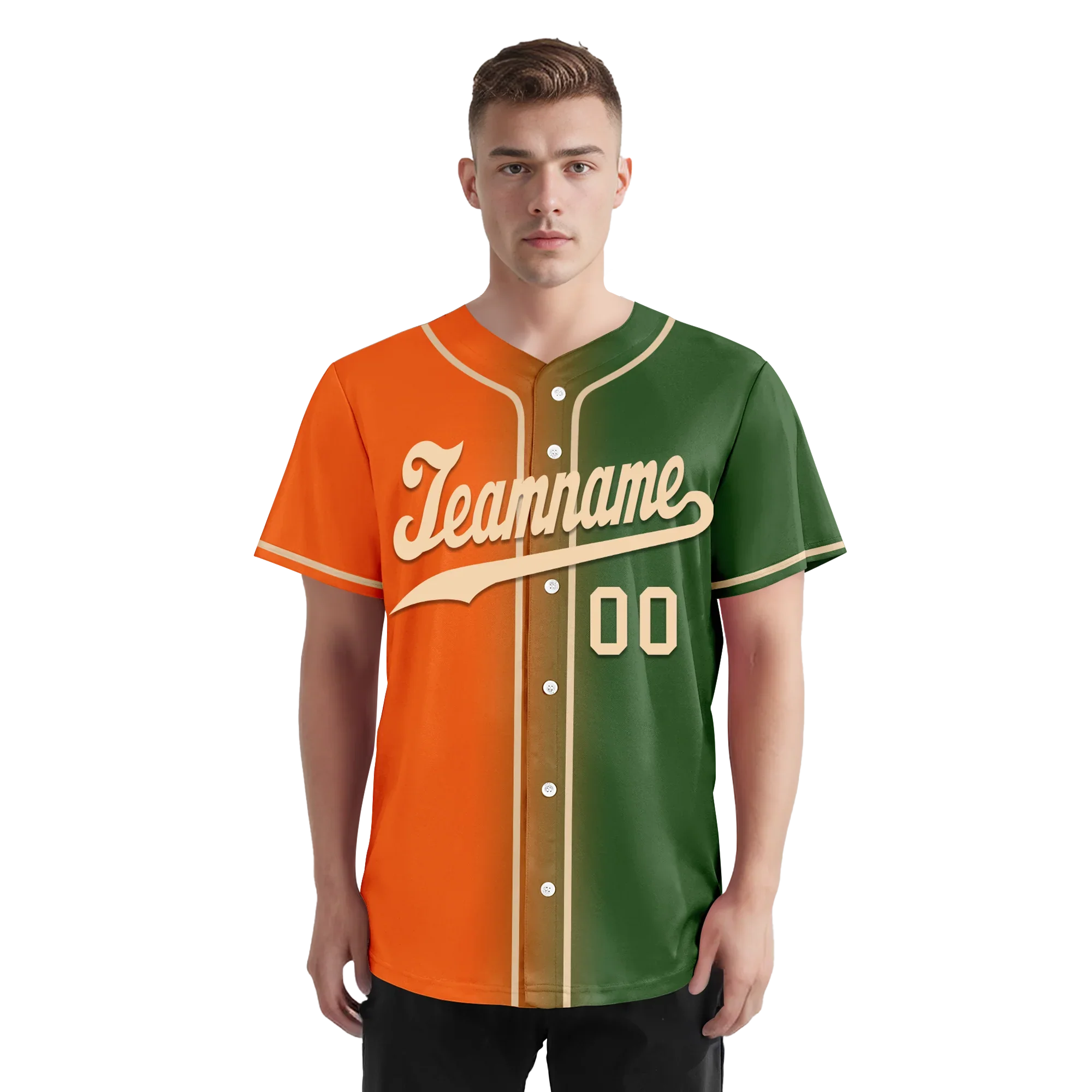 Custom Orange Green Gradient Fashion Personalized Authentic Baseball Jersey BSBJ01-D0a708d - Coolcustomize