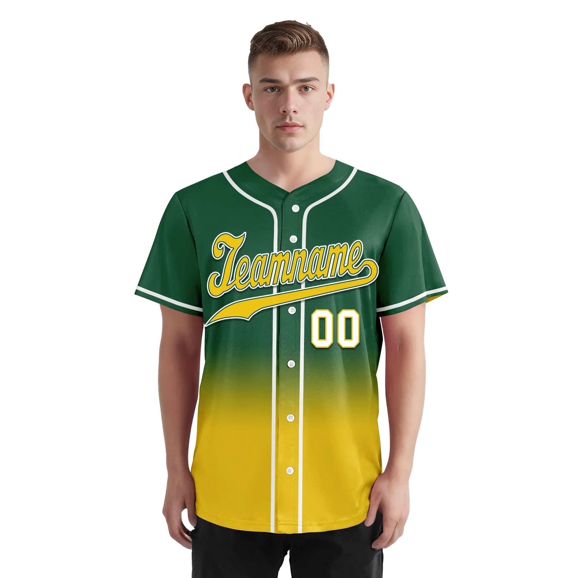 Custom Green Yellow Fade Fashion Personalized Authentic Baseball Jersey BSBJ01-D0a70ca - Coolcustomize