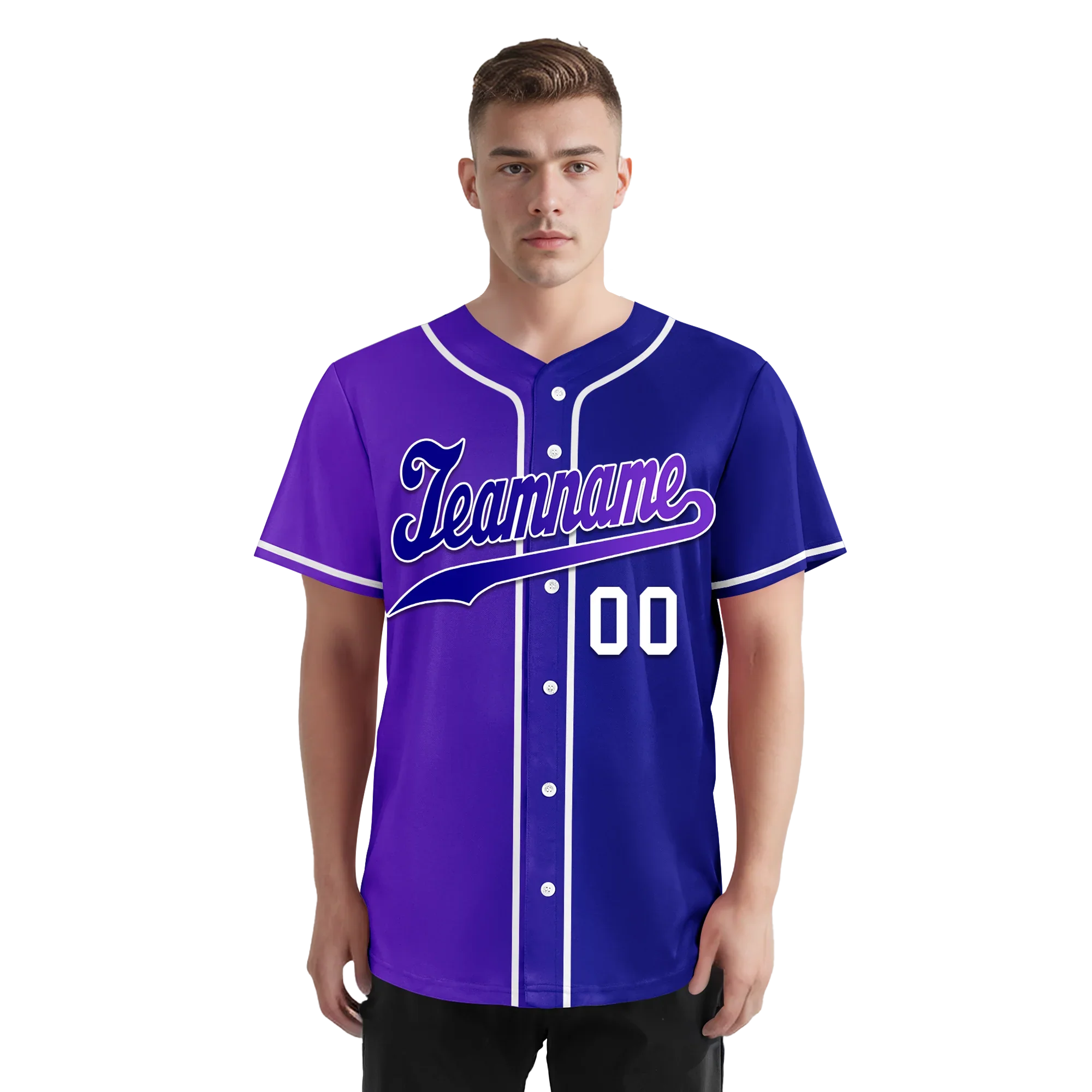 Custom Purple Blue Gradient Fashion Personalized Authentic Baseball Jersey BSBJ01-D0a7a0b - Coolcustomize
